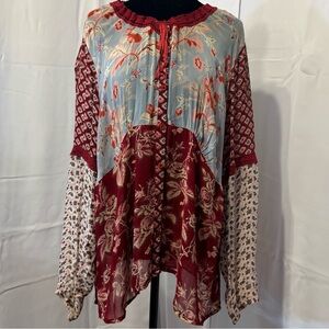 Venezia Jeans Plus 18/20 Boho Patchwork Rayon Floral Tunic Top